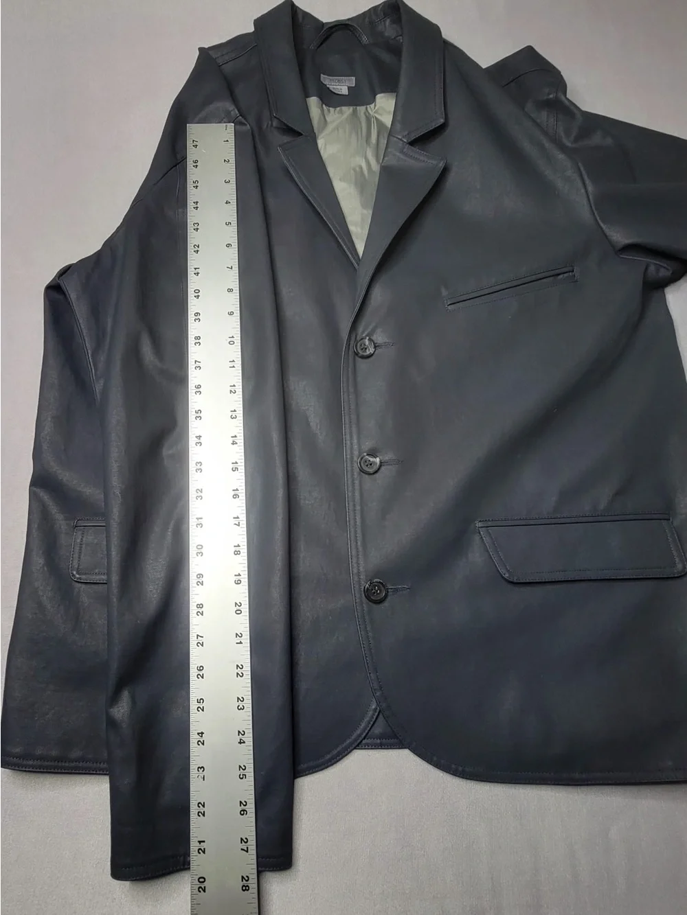 Men's Slate Gray Leather Blazer - Tailored Three-Button Sport Coat